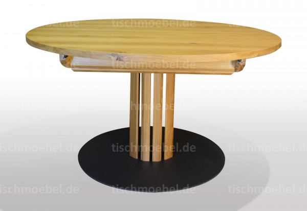 Holztisch rund ausziehbar Birke massiv - 100cm Durchmesser ...