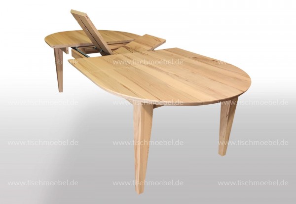 ovaler Tisch massiv 170 x 110 Auszugsfunktion Mittelauszug mit 2x40cm