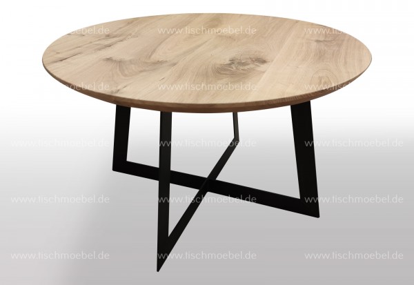 Runde Holzplatte nach Maß aus massiver Kernbuche mit breiten Lamellen