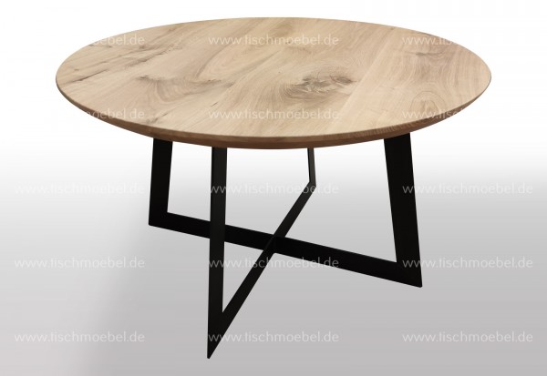 wohnzimmertisch-rund-wildeiche-massiv-Industriedesign 90cm