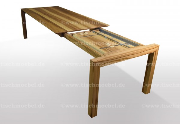 moderner designertisch amberbaum massiv ausziehbar