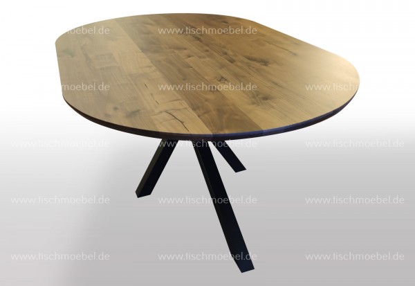 Massiver Nussbaum Tisch auf Spider Gestell oval 200x120cm ausziehbar