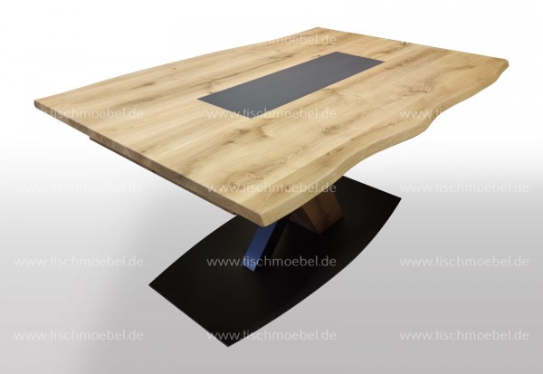 Ausziehtisch Wildeiche mit Naturkante Keramik 150 x 80 cm
