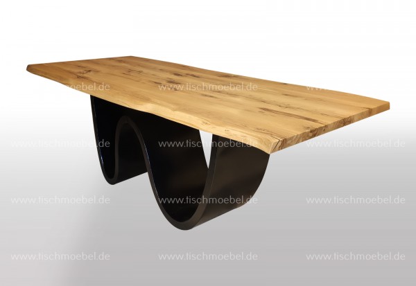 Baumtisch Wildeiche 190x80 auf Wave Tischuntergestell