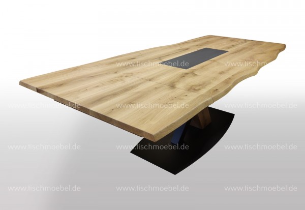 Baumtisch Wildeiche mit Keramikeinlage 150x80 cm ausziehbar