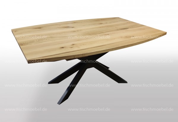 Küchentisch Bootsform Kirschbaum amerikanisch ausziehbar 140 x 80 auf Spider Gestell schwarzstahl