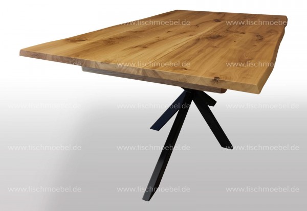 Designer Baumtisch ausziehbar auf Spider Tischgestell nicht ausgezogen 190x120cm