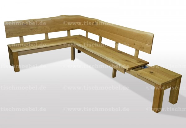 eckbank 120 x 120 ausziehbar wildeiche massiv