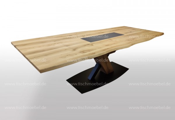 Baumtisch Eiche mit Keramikeinlage 150x80 cm ausziehbar