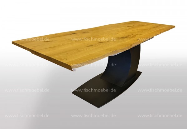 Esszimmertisch mit Naturkante ausziehbar Birke massiv 280x100 auf Mondgestell