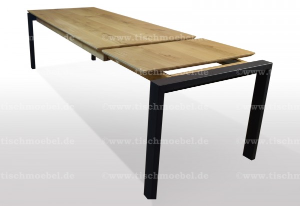 Esstisch Wildeiche 160x80cm massiv ausziehbar Schwarzstahl Untergestell