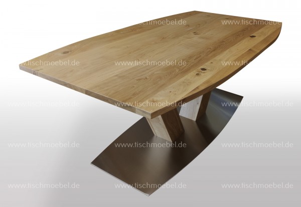 Tisch bootsform ausziehbar Wildeiche massiv nach Maß 150x90 cm