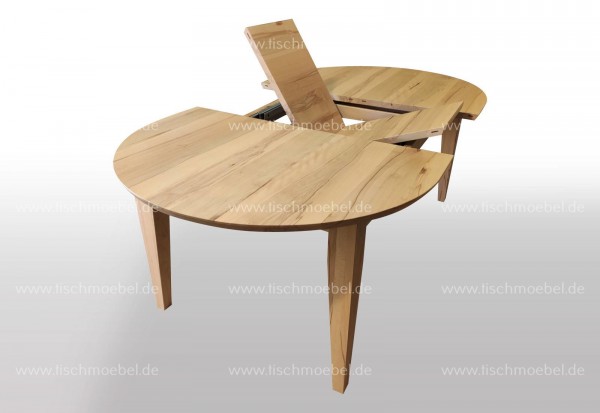 Tisch oval Kernbuche massiv 160x110cm ausziehbar per Mittelauaszug um 2x40cm Beine konisch