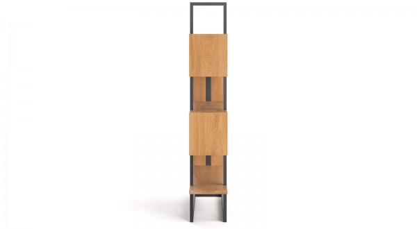 Loftregal 210x160x35cm Eiche massiv - Stahl - Seitenansicht