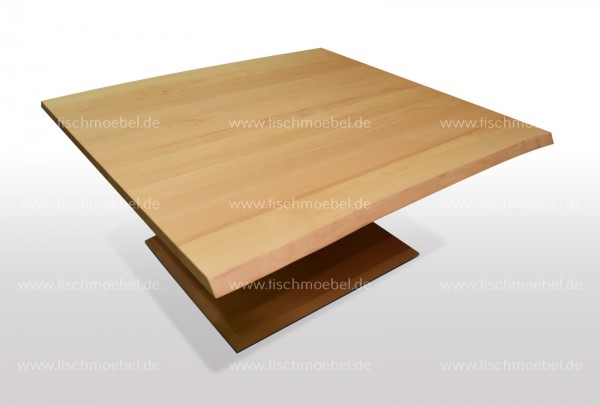 Wohnzimmertisch mit Baumkante aus massiver Buche 80x50cm