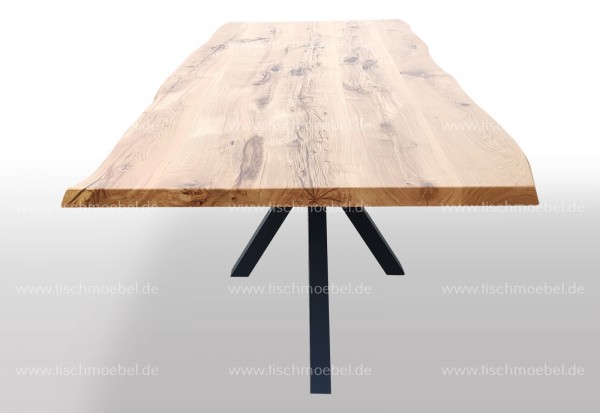 Baumkanten Tisch Kreuz Tischuntergestell schwarzstahl 180x90cm