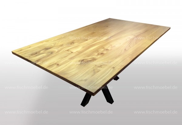 Kleiner Esstisch 400 x 110 cm Rüster - Ulme auf Mikado Tischgestell