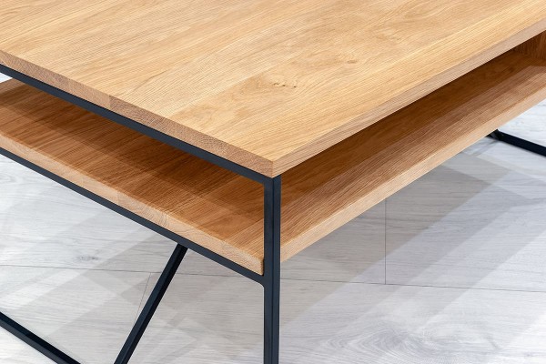 Couchtisch Holden 140 × 60 × 45 cm aus Eiche und Stahl - Detail 2