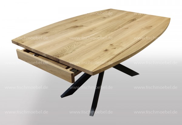 Ausziehtisch Bootsform Kirschbaum amerikanisch 140 x 80 auf Spider Tischgestell schwarzstahl