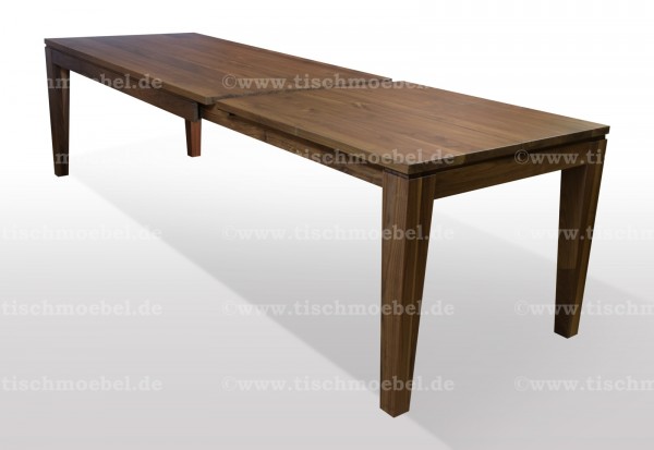 esstisch nussbaum ausziehbar mit schattenfuge und konischen Beinen