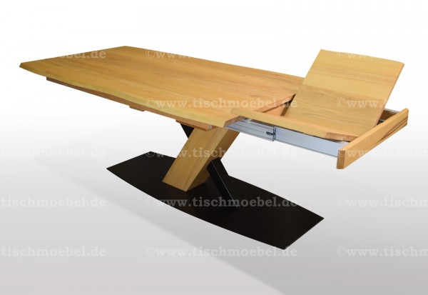 Esstisch Kernbuche 200x100cm auf X-Untergestell mit Baumkante