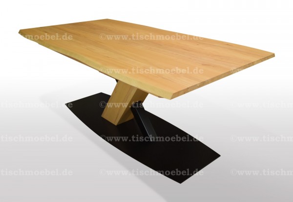 Esstisch Kernbuche 200x100cm auf X-Untergestell mit Baumkante