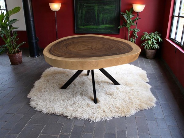 Couchtisch Suar - Baumacheibe - auf Spidergestell Durchemsser 80-90cm