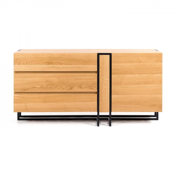 Designer Sideboard aus Buche 180x80x45cm in Kombination mit stahl