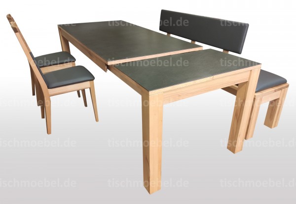 ausziehtisch kernbuche keramikplatte sitzbank stuehle