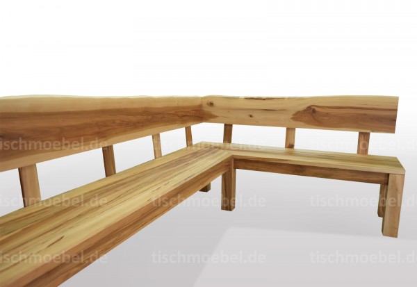 sitzbank amberbaum massiv mit baumkante ausziehbar