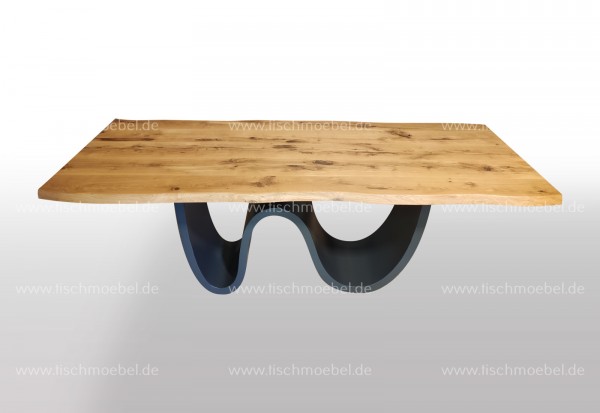 Baumtisch Wildeiche 200x90 auf Tischgestell Wave