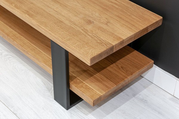 schlichter TV - Board Esche massiv 200 x 40 x 40 cm - Detailbild