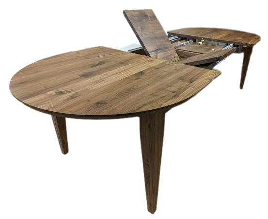 Ovaler Esstisch aus Nussbaum auf Spider Tischgestell 170x90cm ausziehbar
