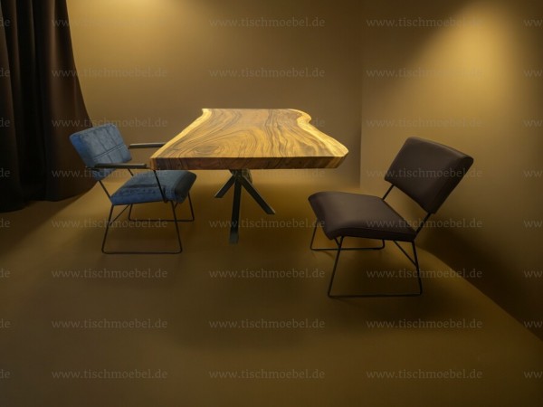 Baumstamm esstisch suar in Kombination mit Esszimmer-Stühlen Newada