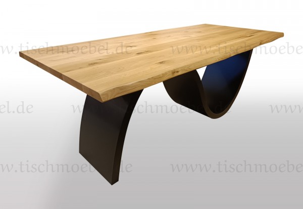 Baumtisch Eiche auf Wellen Gestell 220x120cm