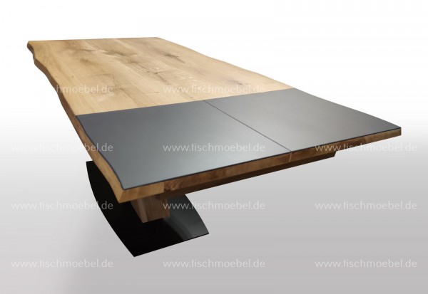 Ausziehtisch nach Maß Eiche ausziehbar massiv mit Keramik Kopfauszug 160x110cm