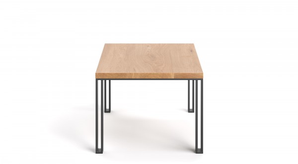 Fold Couchtisch (80 × 60 × 45 cm) aus Massivholz und Stahl - Wildeiche