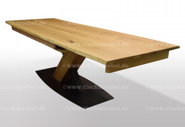 Baumkantentisch Wildeiche massiv ausziehbar