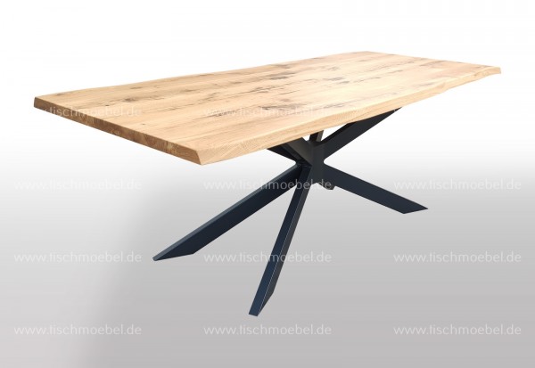 Baumkanten Tisch auf Spider Tischgestell 200x90cm
