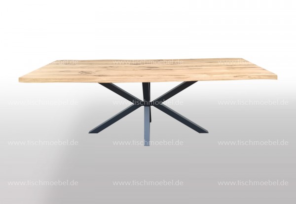 Baumkanten Tisch Kreuzgestell schwarzstahl 180x90cm