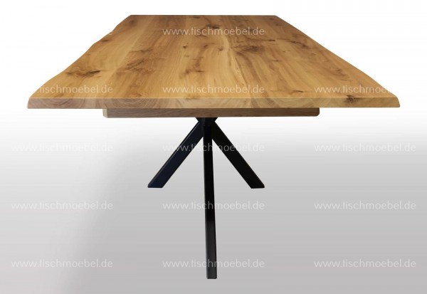 Baumtisch ausziehbar auf Kreuzgestell nicht ausgezogen Kopfansicht 240x100cm