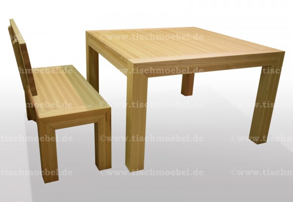 kuechentisch mit Sitzbank Esche massiv ausziehbar
