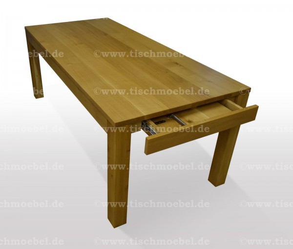 Ausziehtisch aus massiver Eiche mit erweiterbarer Tischplatte, ideal für Küchen und Esszimmer