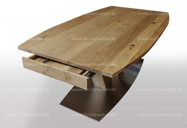Tisch bootsform Wildeiche massiv ausziehbar 230 x 110cm