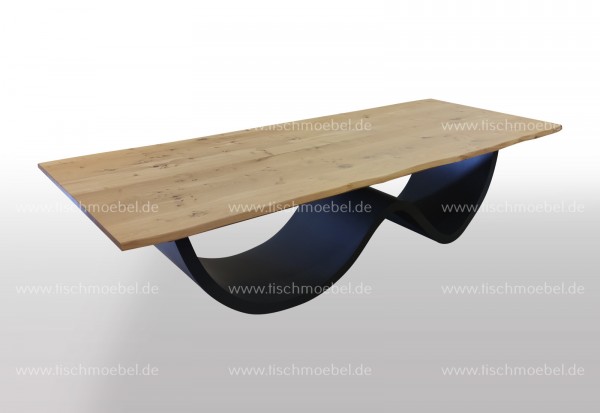 Tisch Wave Tischuntergestell ausziehbar Eiche massiv 220x90cm