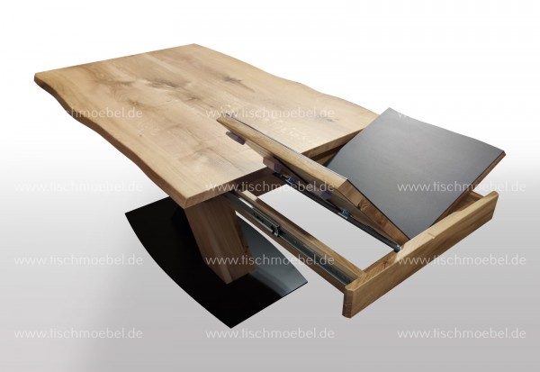 Ausziehtisch nach Maß Wildeiche mit Naturkante Keramik 160x110cm