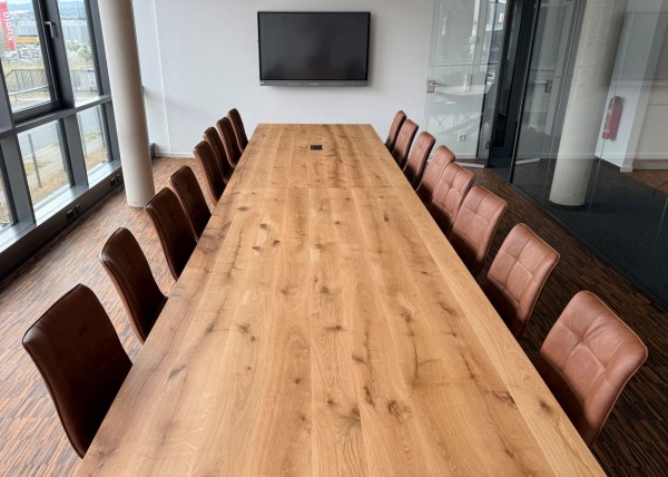 Besprechungstisch SET - 18 Lederstühle Eiche - Tische 540x130cm - jetzt Kaufen