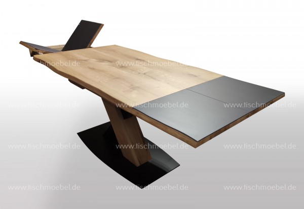 Küchentisch mit Baumkante Wildeiche 160x110cm ausziehbar 