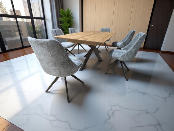 Designer Esstisch Wildeiche ausziehbar - mit sechs Designer Stühlen