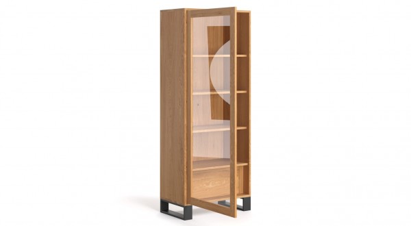 Vitrine 205 x 100 x 45 cm Eiche massiv - industrial design - seitenansicht